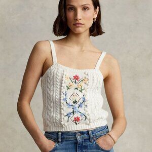 Polo Ralph Lauren - Embroidered wool-blend crop top